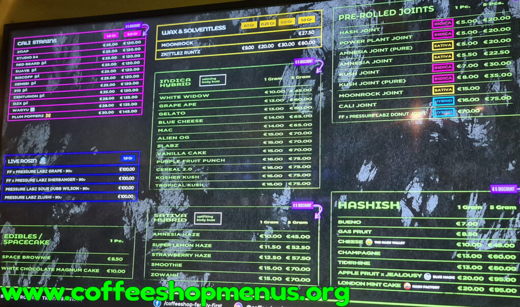 coffeeshop menu